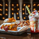 hangover shake burger and fries at victory burger at circa