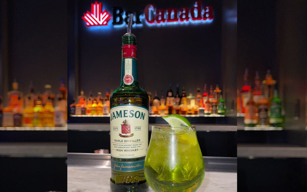 speciality jameson st.patrick's day cocktail at barcanada vuebar and longbar at the D Las Vegas in downtown