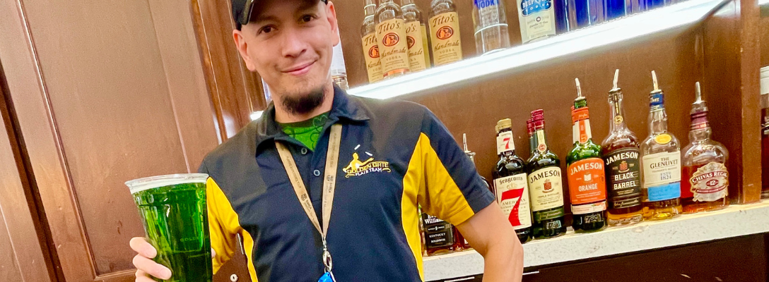 Bartender Pouring Green Beer for St. Patrick’s Day in Vegas